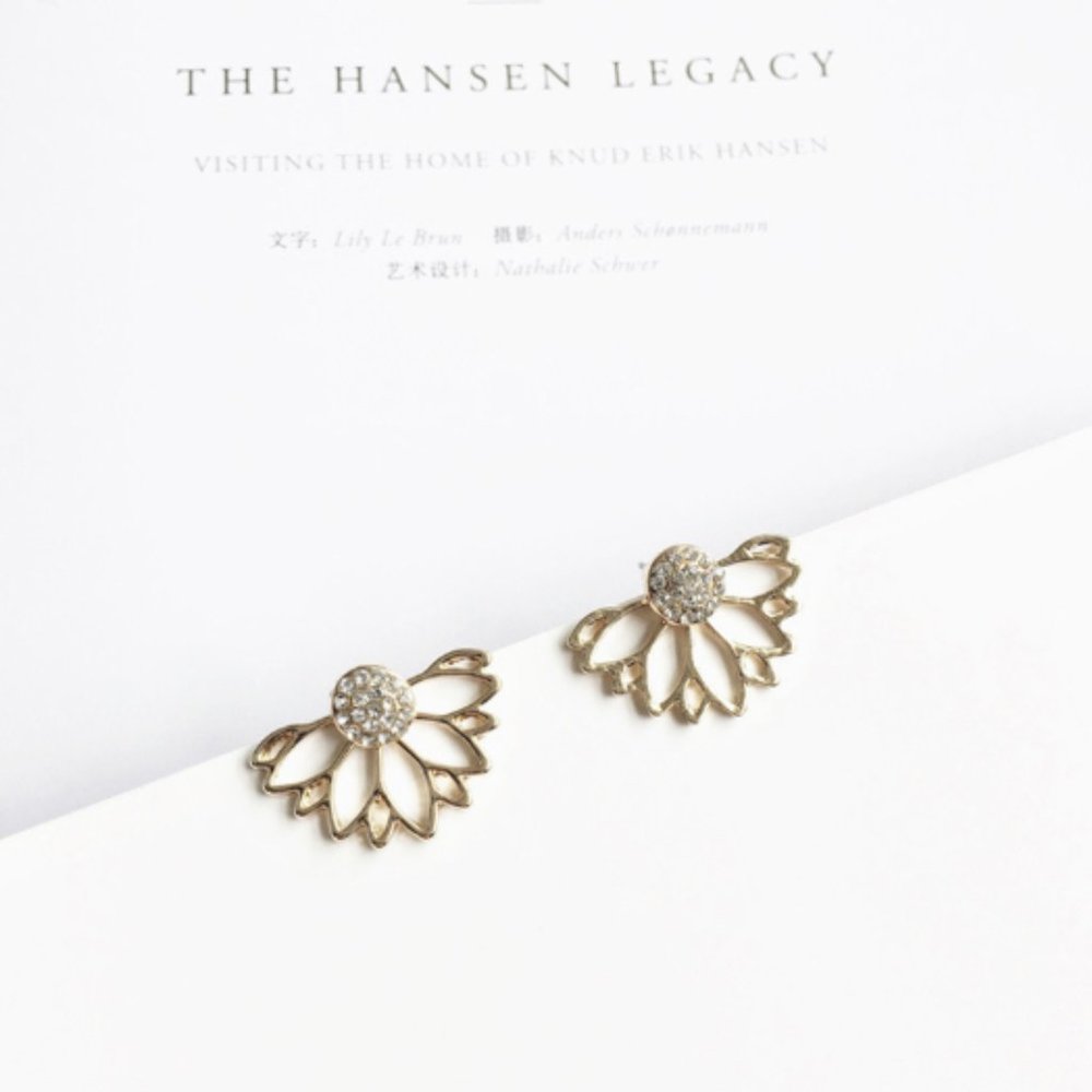 Unique “Sunflower Summers” Diamond Flower Earrings - Picture 2 of 8